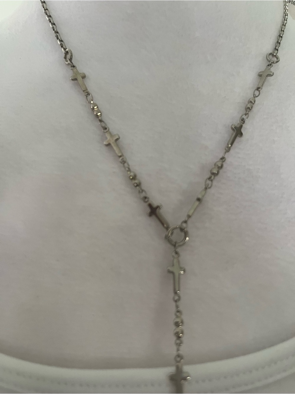 Mariana Silver Cross Y Necklace with Beaded Pendant - Picture 2 of 5